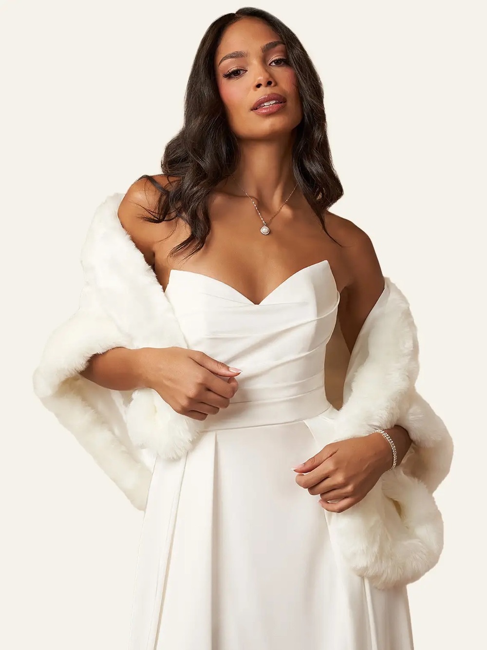Brand new Azazie Ivory Faux Fur Shawl